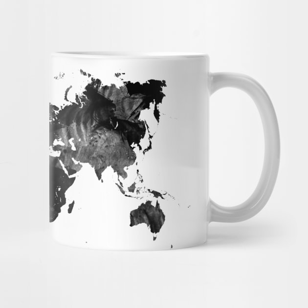 Black watercolor world map by hedehede